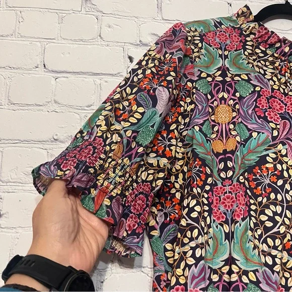 J. Crew Puff-sleeve Top in Liberty Elm House Floral Woman’s Size XL 100% Cotton - Picture 3 of 11